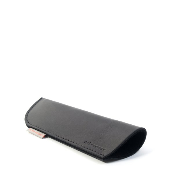 Brillenetui Split, Olivenleder schwarz/Filz innen grün