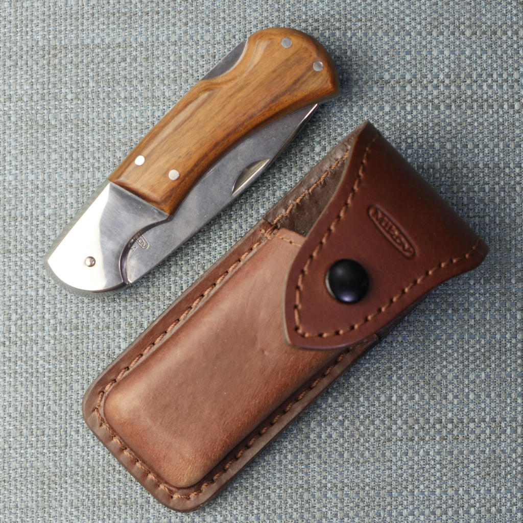 Jagdklappmesser mit Lederetui